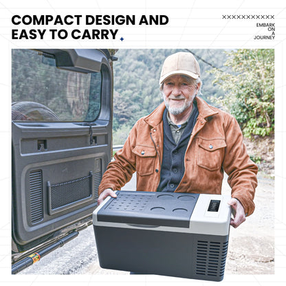 12 Volt 19QT(18L) Portable Car Refrigerator, -4℉~50℉, 12/24V DC & 110-240V AC, Mini Fridge for RV Camping, Travel, Truck, Home, Black