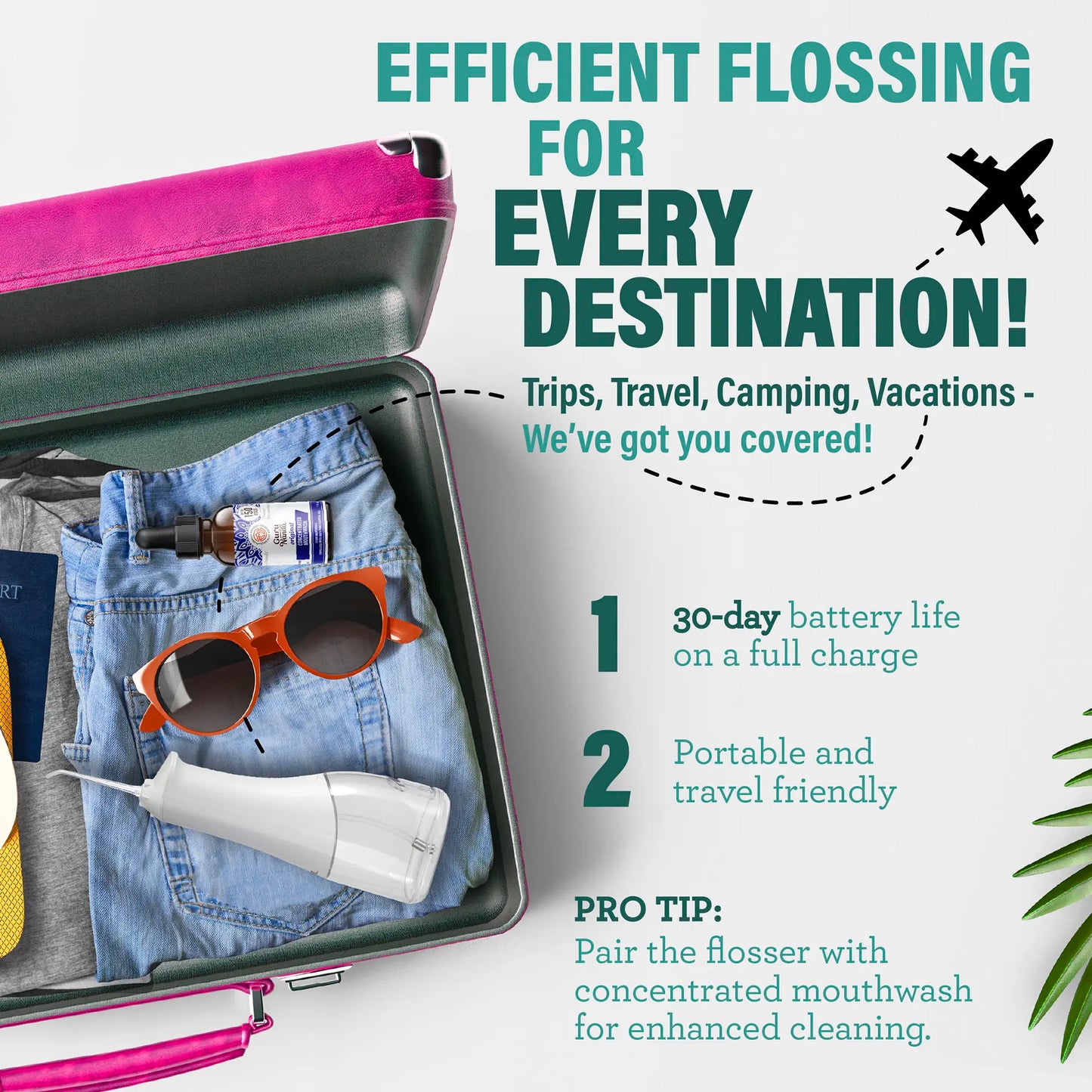 Gurunanda Water Dental Flosser 2.0 XL, 4 Flossing Modes, Cordless & Portable with Smart Timer for Deep Cleaning, 380 Ml