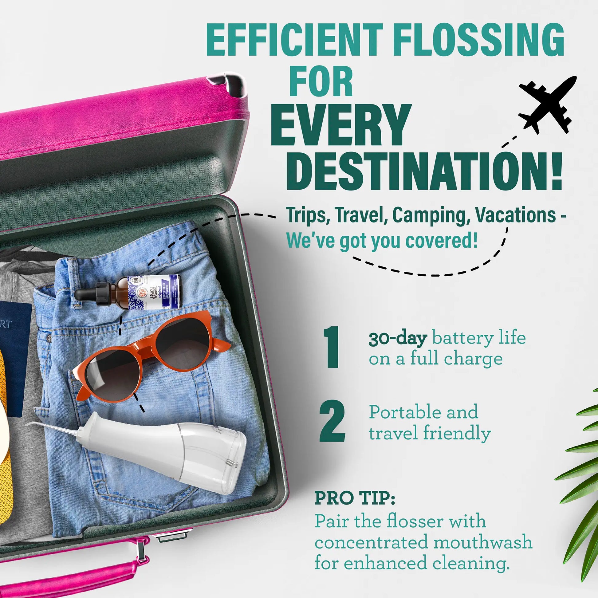 Gurunanda Water Dental Flosser 2.0 XL, 4 Flossing Modes, Cordless & Portable with Smart Timer for Deep Cleaning, 380 Ml