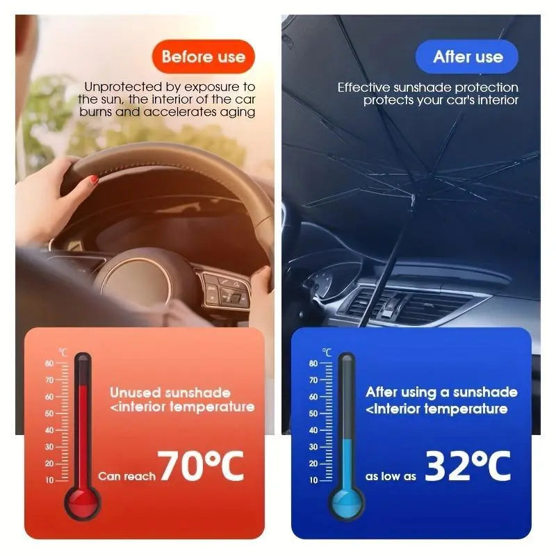 Premium Portable Windshield Sunshade - Foldable Car Exterior Accessory for Daily Cooling and UV Protection