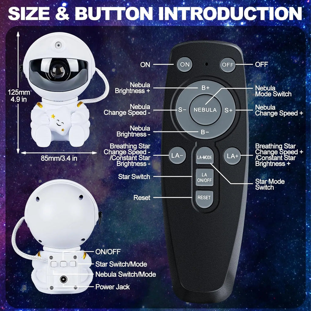 Astronaut Galaxy Star Projector LED Light - Home & Living Room House Decor Tech Gadget, 8 Modes, Remote Control, 360° Adjustable Nebula Ceiling Lamp, Birthday Gift for Boyfriend Men'S Room Accessory, Led Lights