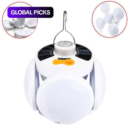 Portable Solar Camping Lantern - Foldable LED Light with Hook, Rechargeable USB Lamp for Home, Office, Tent, Emergency, and Power Outage Lighting