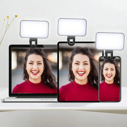 3 Color Temperature Adjustable LED Selfie Light, USB Rechargeable Clip on Phone Computer, Cellphone, Portable Mini Fill Light for Video Conference Vlog Makeup, Cell Phone Accessories, Led Smartphone Light, Cell Phone Light #GLOBAL PICKS