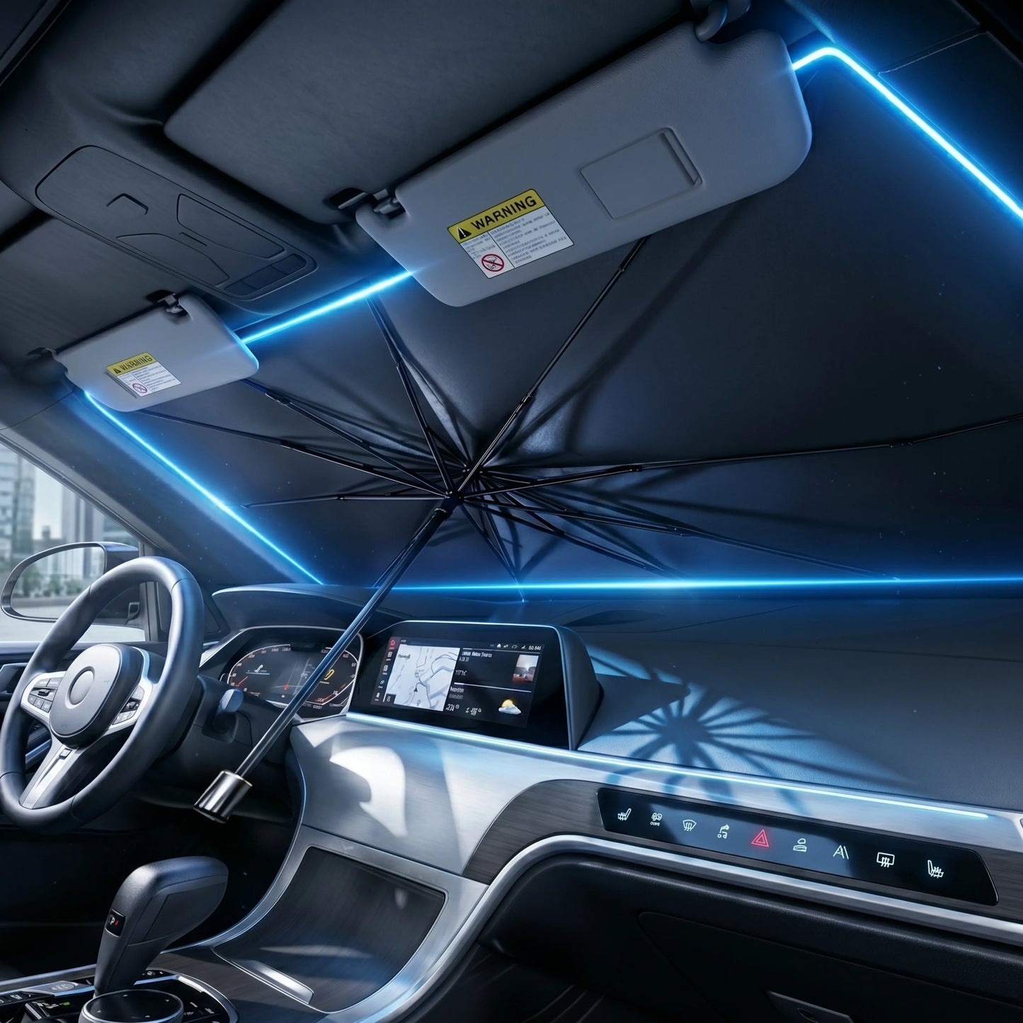 Premium Portable Windshield Sunshade - Foldable Car Exterior Accessory for Daily Cooling and UV Protection