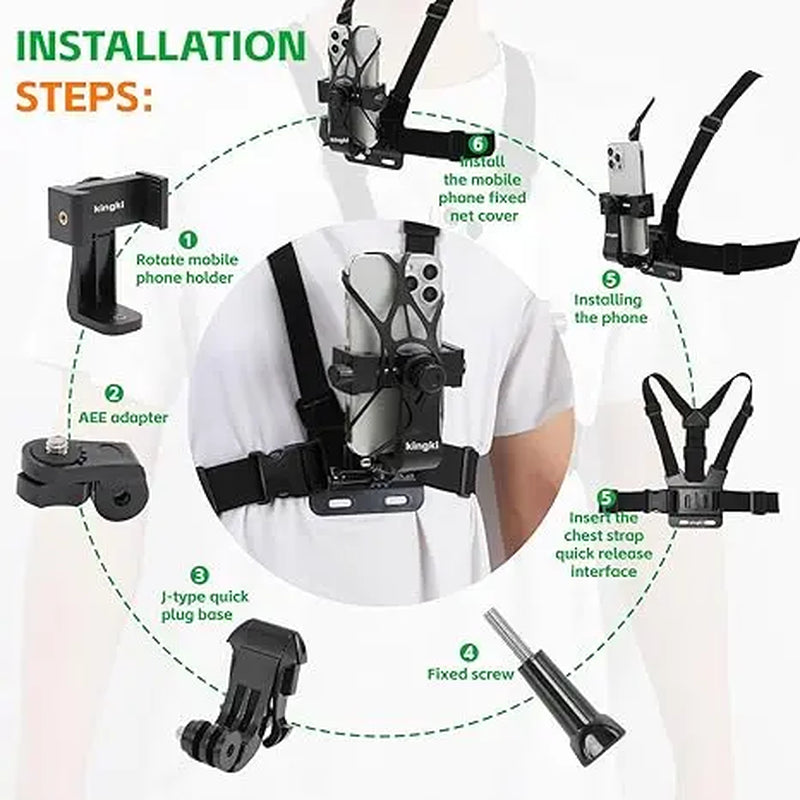 "Head & Chest Strap Phone Holder for | Hands-Free Filming, Adjustable & Comfortable | Ideal for Vlogging, Sports, Fitness, & Outdoor Adventures | Universal Phone Compatibility | Perfect for POV, Action Shots, & Live Streaming" Smartphone Mount Springtok
