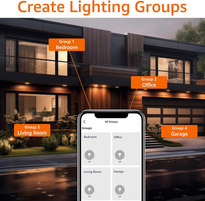 Smart BR30 LED Light Bulbs for Bedroom Living Room, Dimmable Soft White (2700K), 9W (60W Equivalent), 800LM, Voice Control, Works with Alexa Only, 2.4 Ghz Wi-Fi, No Hub Required, 4-Pack
