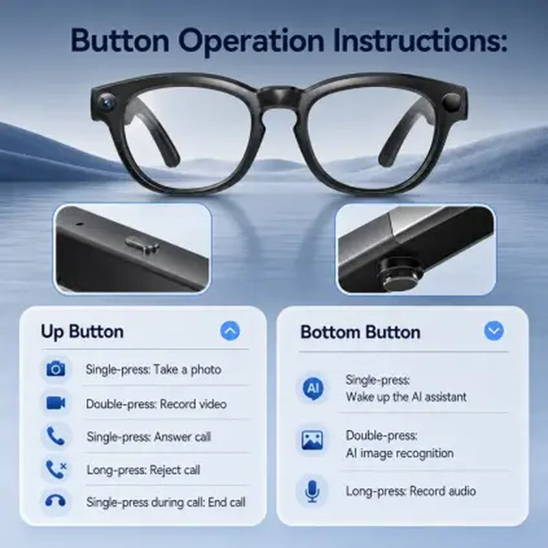DPVR G1 Smart AI Glasses - Wearable Smart Glasses with 141-Language Translation, Smart Image Recognition, 1080P Offline Video Recording for Everyday Moments, Photochromic Lenses, Never Miss a Great Moment Again Camera BT, Ideal Father