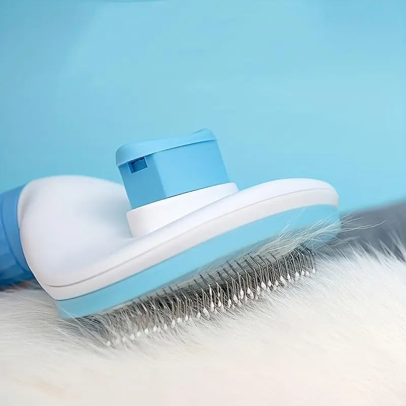 Pet Hair Removal Comb - Professional Grooming Brush and Deshedding Tool with One-Click Cleaning Mechanism for Dogs and Cats