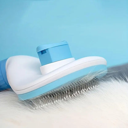 Pet Hair Removal Comb - Professional Grooming Brush and Deshedding Tool with One-Click Cleaning Mechanism for Dogs and Cats