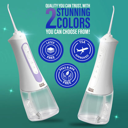 Gurunanda Water Dental Flosser 2.0 XL, 4 Flossing Modes, Cordless & Portable with Smart Timer for Deep Cleaning, 380 Ml