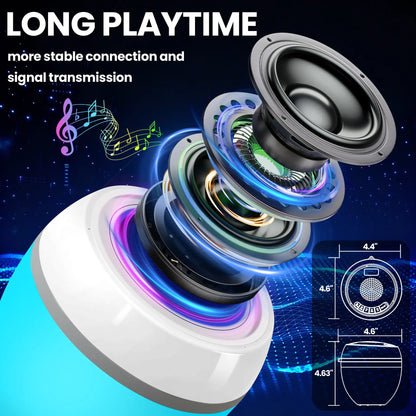 Floating Pool Speaker 3-In-1 with Digital Water Thermometer, IP68 Waterproof TWS Speaker Color LED Lights for Pool Hot Tub Spa, White