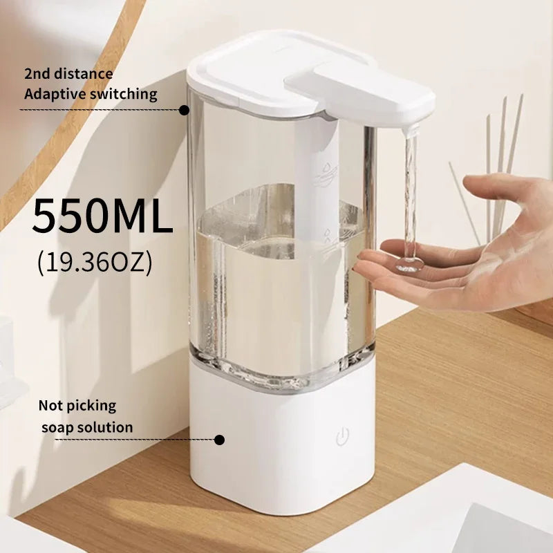 550Ml Kitchen Automatic Liquid Soap Dispenser USB Rechargeable Autosensing Touchless Hand Sanitizer Dispenser Bathroom Dispenser
