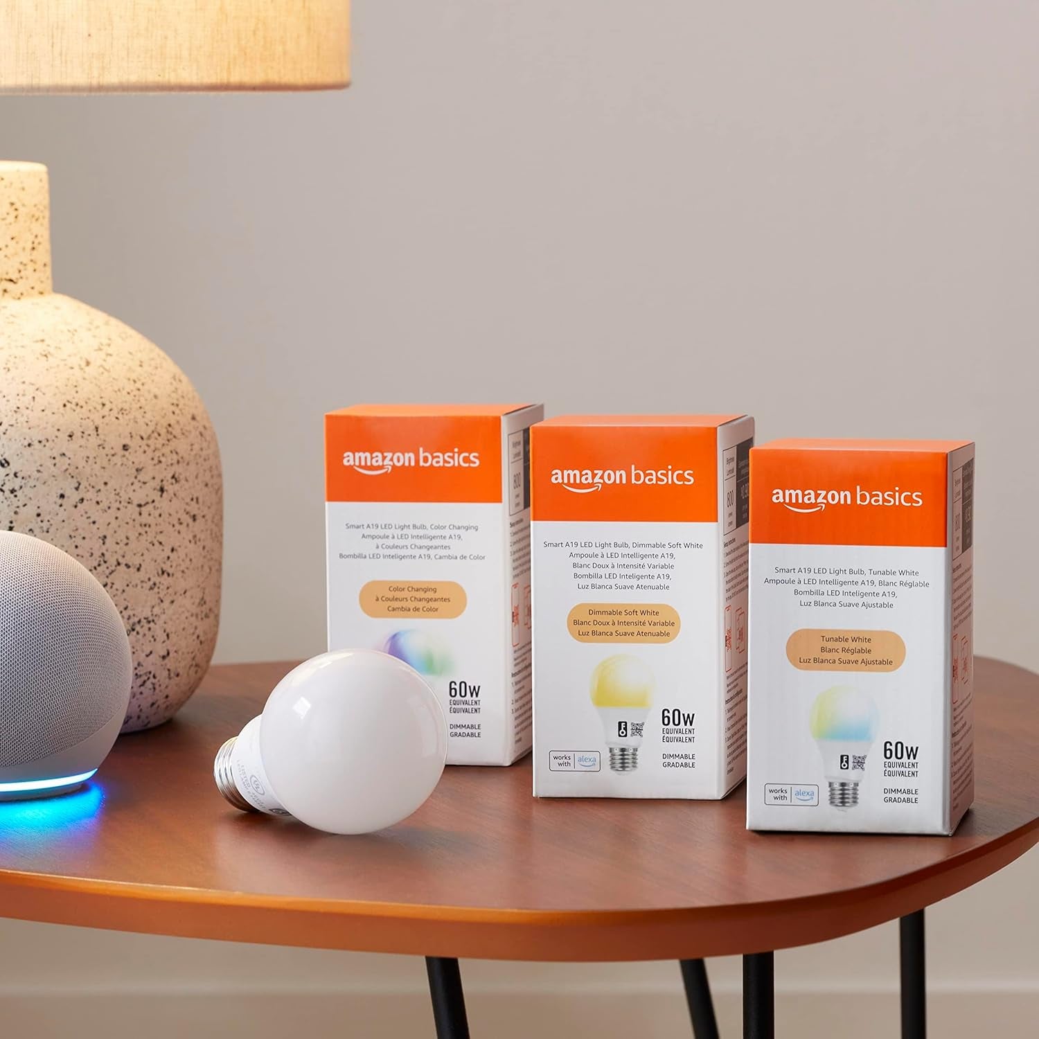 Smart A19 LED Light Bulb, Color Changing, 9W (60W Equivalent), 800LM, Works with Alexa Only, Wifi 2.4 Ghz, No Hub Required, Mood Lighting, Energy Efficient, 1-Pack
