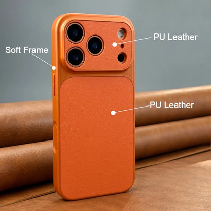 Luxury Business PU Leather Phone Case for Iphone 13/14/15/16/17 Pro/Pro Max and Air 17 Pro/17 Pro Max, Shockproof Soft-Border Large-Window Full-Camera Protection Cover for Men and Women
