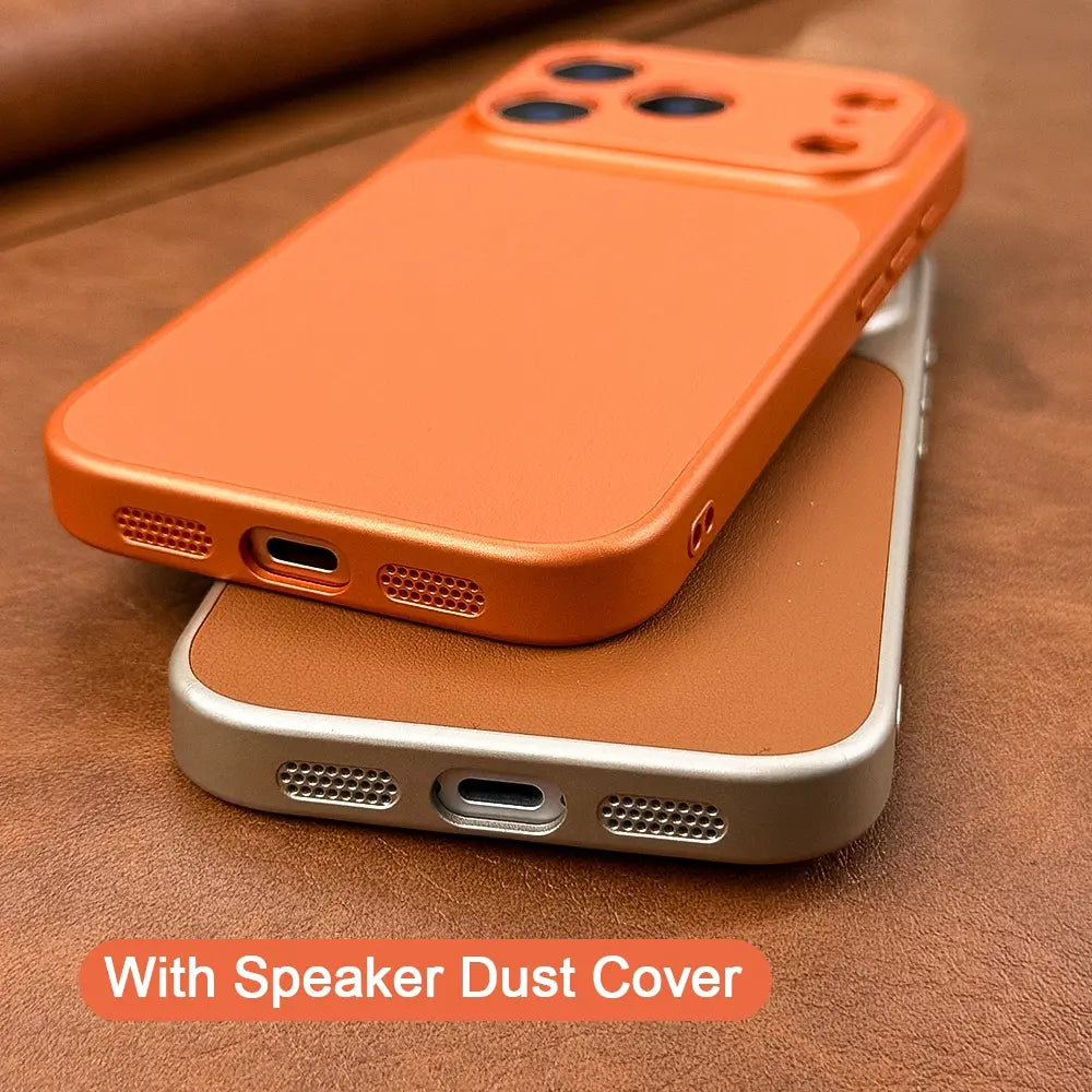Luxury Business PU Leather Phone Case for Iphone 13/14/15/16/17 Pro/Pro Max and Air 17 Pro/17 Pro Max, Shockproof Soft-Border Large-Window Full-Camera Protection Cover for Men and Women