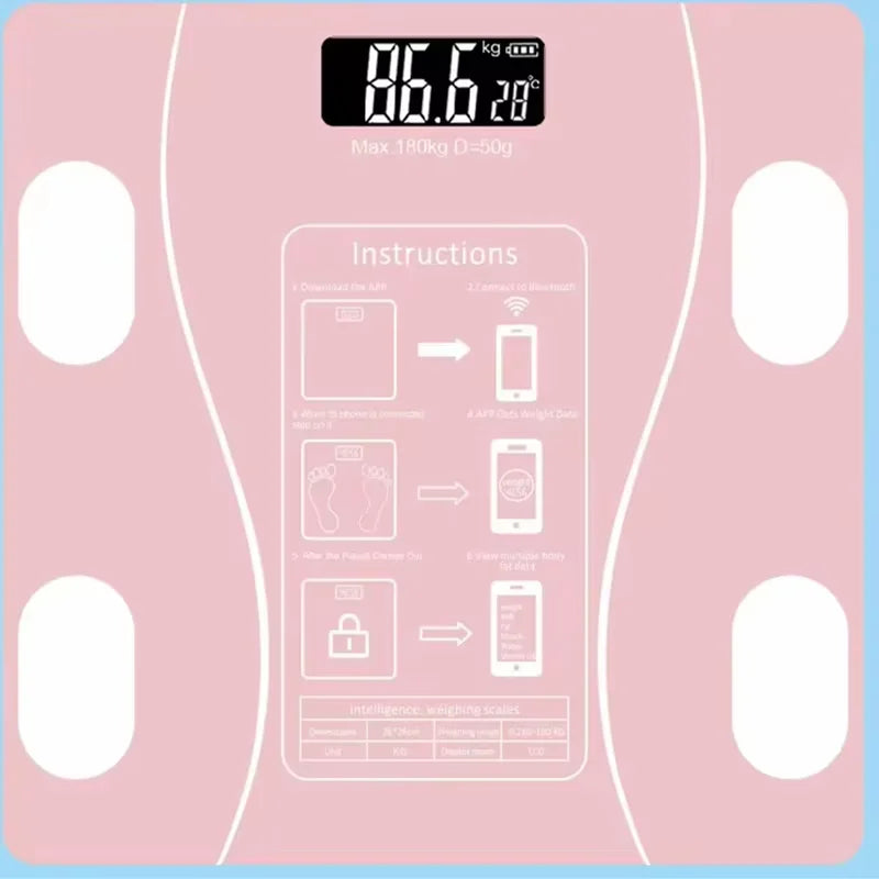 Body Fat Scale Smart Wireless Digital Bathroom Weight Scale Body Composition Analyzer with Smartphone App Bluetooth-Compatible