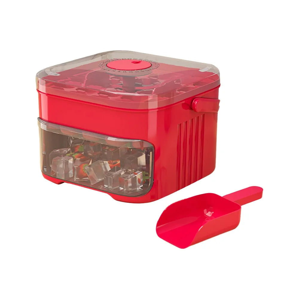 50-Cube Ice Maker with Easy Press Cap Double Layer Ice Cube Maker Refrigerator Household Ice Storage Ice Box