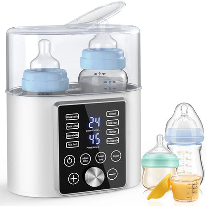 Baby Bottle Warmer, 9-In-1 Fast Baby Food Heater & Defrost, Double Bottle Warmer with Appointment &Timer, Bpa-Free, Accurate Temperature Control for Breastmilk & Formula, LCD Display