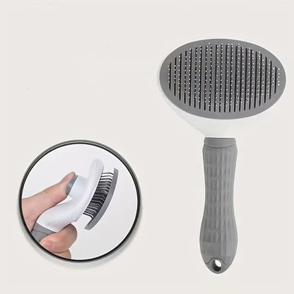 Pet Hair Removal Comb - Professional Grooming Brush and Deshedding Tool with One-Click Cleaning Mechanism for Dogs and Cats