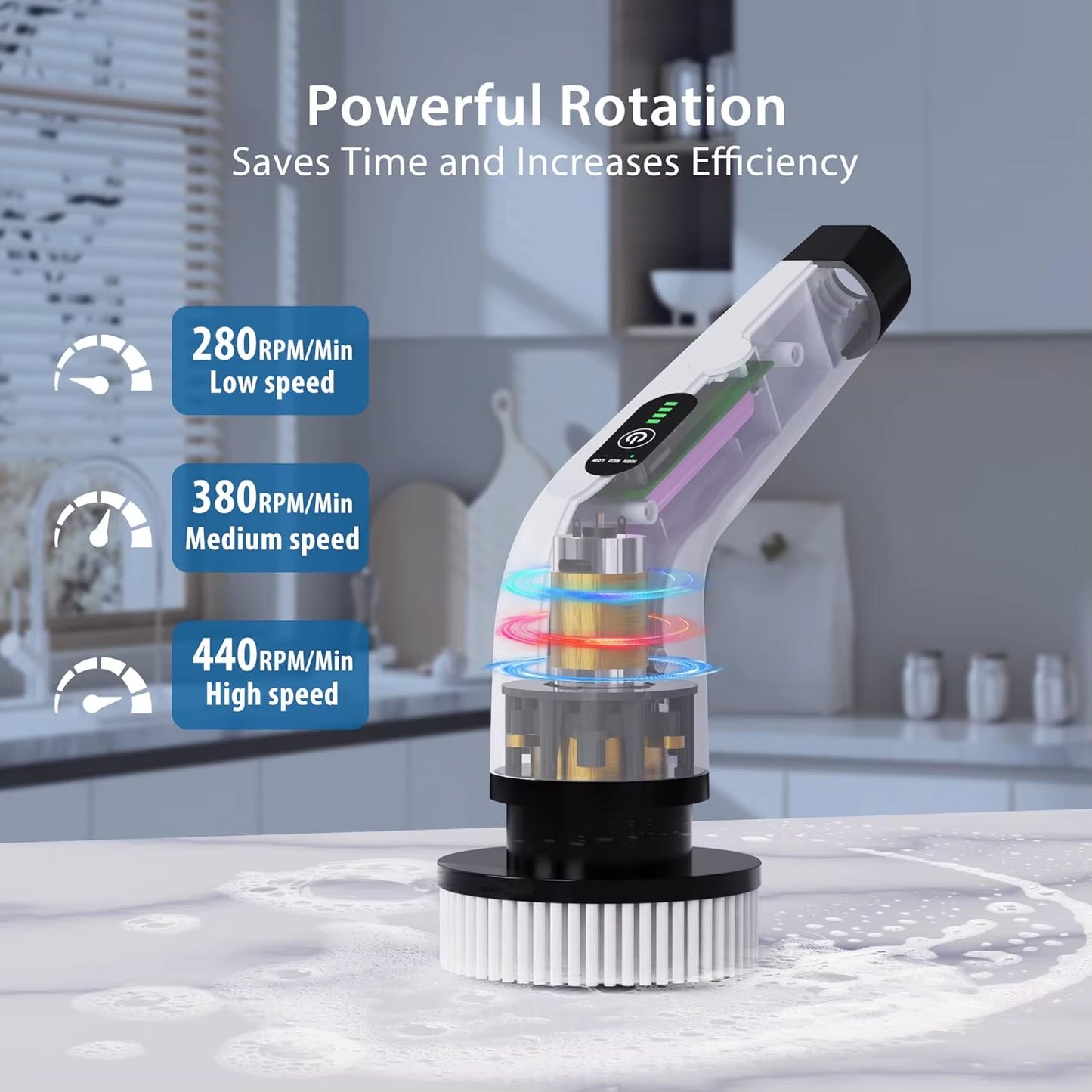 Cordless Spin Scrubber Electric Multipurpose Cleaning Brush for Kitchen Bathroom Toilet - Household Hair Brushes and Mops
