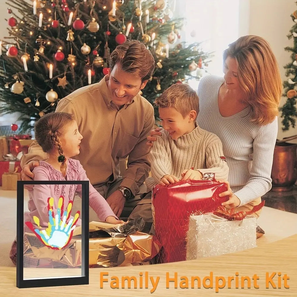 Wooden Transparent Handprint Frame Set, DIY Family Memorial Gift Kit, Acrylic Board, Colorful Paints, Holds up to 4 Handprints