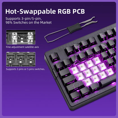ZORNHER ZH980 Wireless Bluetooth Mechanical Gaming Keyboard - 95% Black Hot-Swappable Custom Feel, Rapid Trigger Clicky Gaming Keyboard, RGB Backlit, 2.4Ghz/Usb-C/Bt5.0 Connectivity, Gaming Keyboards ,Dealsforyoudays ,Summerwins